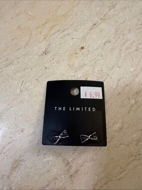 The Limited Navy and Silver Bow Stud Earrings